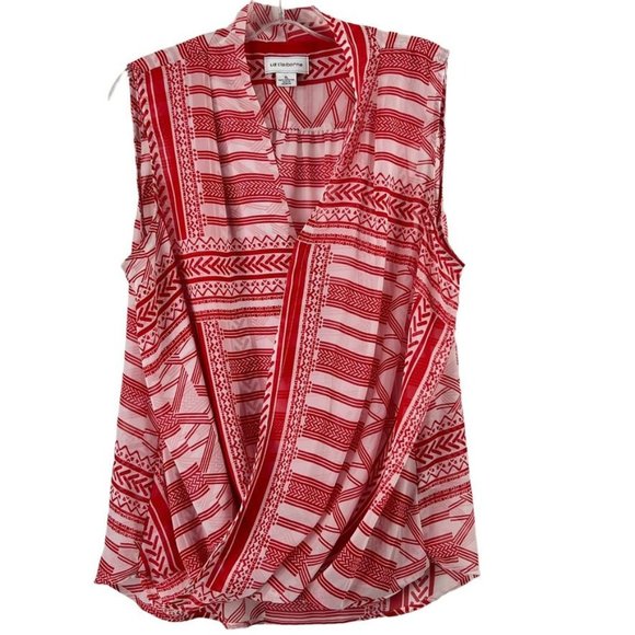 Liz Claiborne Tops - Liz Claiborne Sleeveless Pullover Top Blouse Slinky Womens XL Red Sheer
